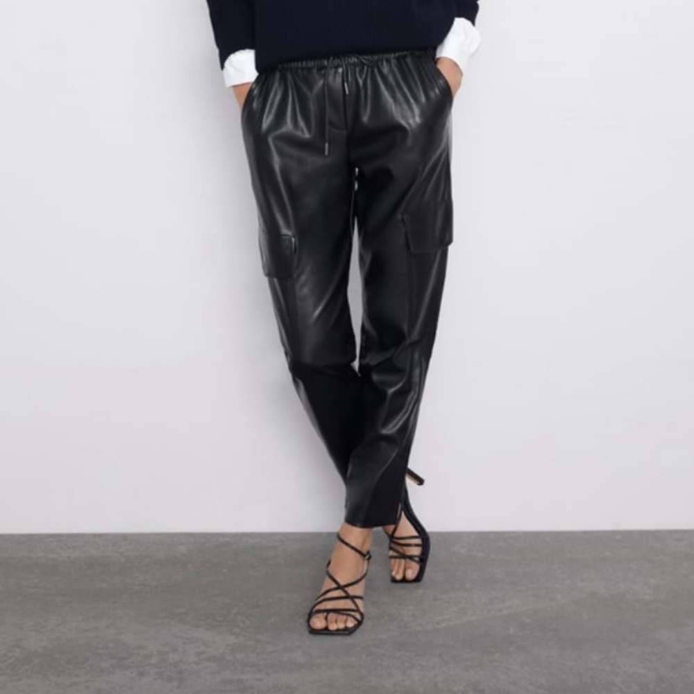 Leather cargo pants